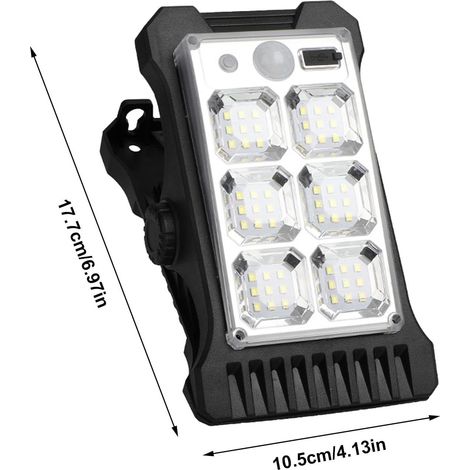 Lampe solaire à clipser, étanche avec détecteur de mouvement pour la sécurité extérieure, lampes solaires rechargeables par USB pour allée, terrasse et jardin avec luminosité réglable (1/4)