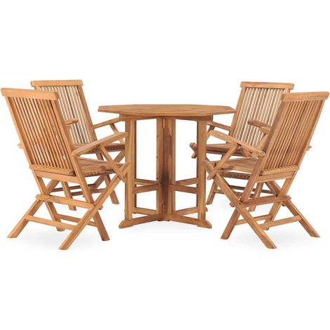 Maison Exclusive - Set de comedor de jardín plegable 5 pzas mader (1/5)