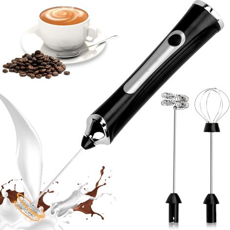 Mousseur à lait électrique, portable, rechargeable par USB, 3 vitesses, double fouet, pour latte, cappuccino, matcha, noir. (1/5)