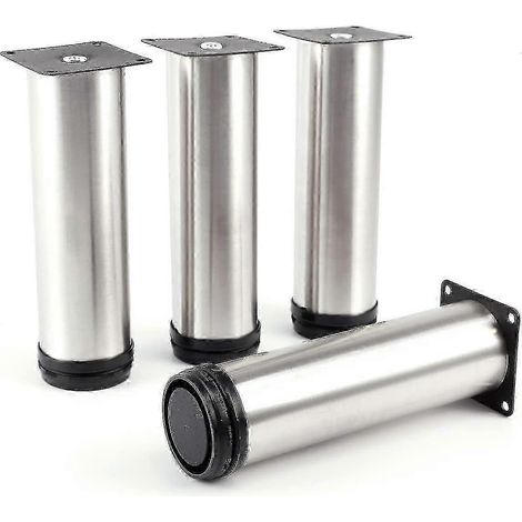 Quatre pieds réglables en acier inoxydable, adaptés aux meubles de cuisine, aux canapés-lits et autres meubles, d'une largeur de 25 cm. (1/5)