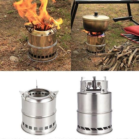 Poêle à bois pliable et coupe-vent, réchaud de camping portable, réchaud de randonnée - Grand poêle à bois (1/4)