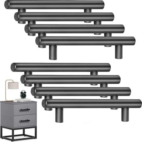 8er-Pack Küchengriffe aus Edelstahl – Schwarze Schrankgriffe, Lochabstand 128 mm – Für Schrank, Schublade (Mit Schrauben)