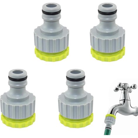 4pcs Raccord Tuyau d'Arrosage 2-en-1, Nez de Robinet 1/2 et 3/4 Adaptateur Robinet Fileté pour Tuyau d'Arrosage, Connecteur Rapide en Plastique pour Irrigation Jardin, Vert Pomme (1/5)