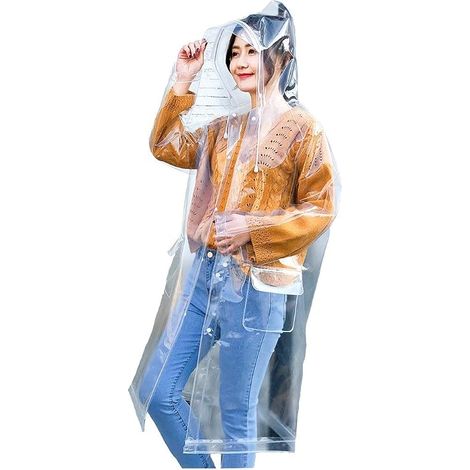 Imperméable long transparent, imperméable en EVA imperméable avec capuche pour femmes et hommes