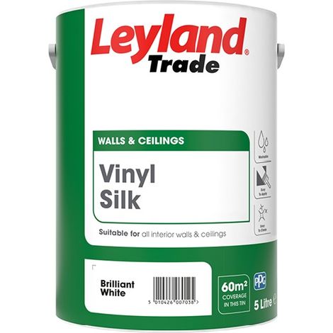 Leyland Trade Vinyl Silk Emulsion Paint - Brilliant White - 5L