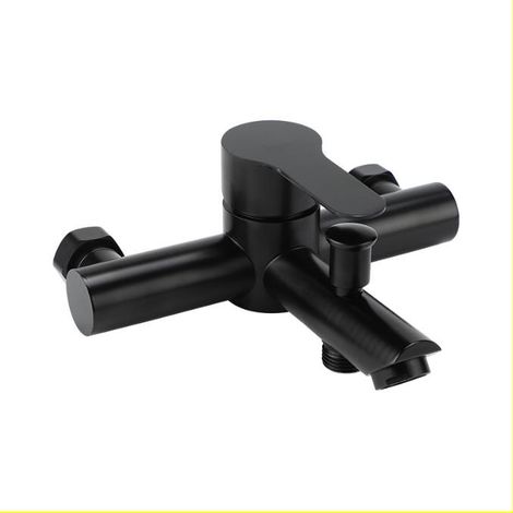 Robinet mitigeur en acier inoxydable noir pour baignoire et douche (1/5)