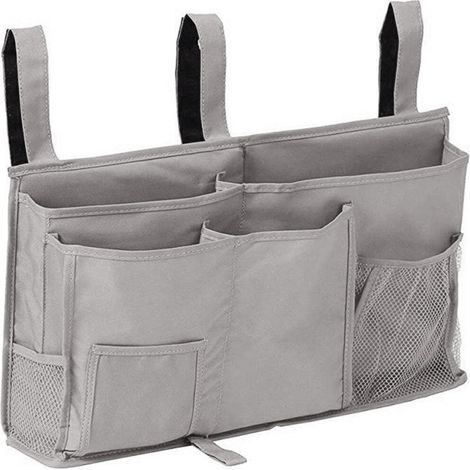 1 Aufbewahrungstasche für Etagenbetten (grau), Hängetasche für Bett, 8 Taschen, für Studentenwohnheimbett, Krankenhausbett, Babybettgitter, 600D Oxford-Stoff (1/5)