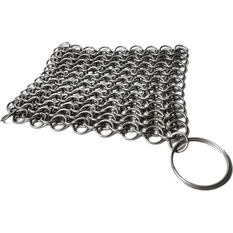 Brosse en acier inoxydable : idéale pour nettoyer les poêles en fonte, les woks, les casseroles, les poêles à frire ou l'entretien des chaudrons en fonte (1/2)