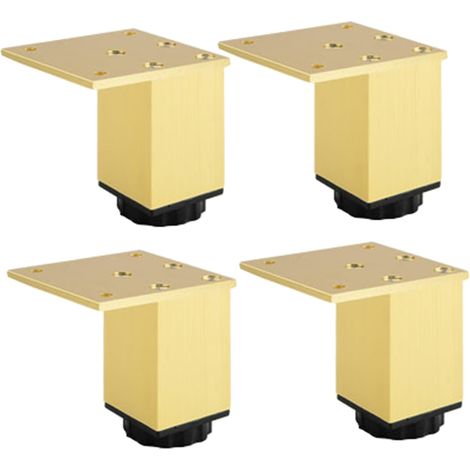 Pieds de meubles réglables en aluminium, lot de 4, pour meubles, canapés et tables, doré, 6 cm (plage de réglage 60-78 mm) (1/5)