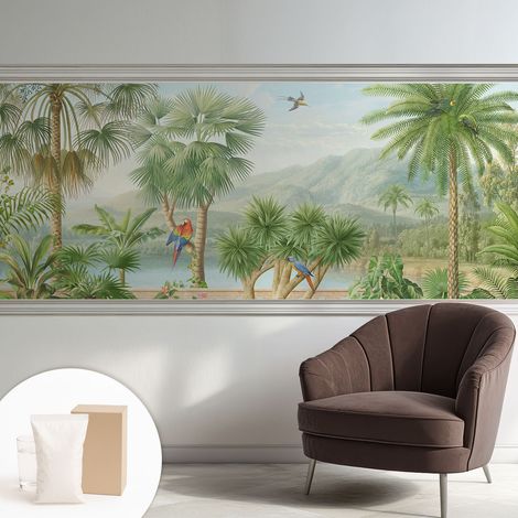 Tapete Vliestapete mit Kleber - abwaschbar - Tapete mit Motiv - trendige Wanddeko - elegant Fototapete Exotische Landschaft 250x104 cm (1/5)