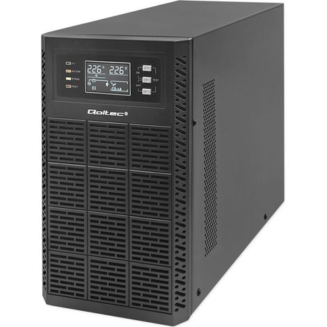 Sistema de alimentación ininterrumpida (SAI) Qoltec, 3 kVA, 3000 W, Factor de potencia 1.0, LCD, EPO, USB, En línea (1/5)
