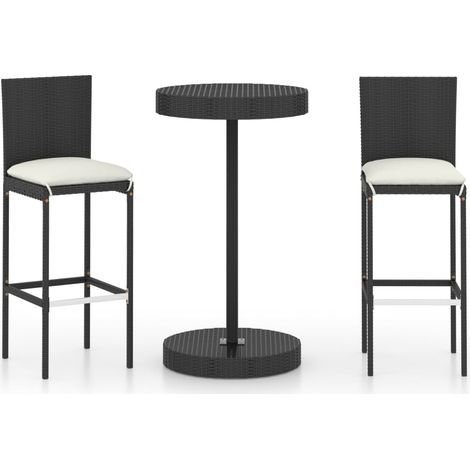 Maison Exclusive - 3-tlg. Gartenbar-Set mit Kissen Poly Rattan Sc