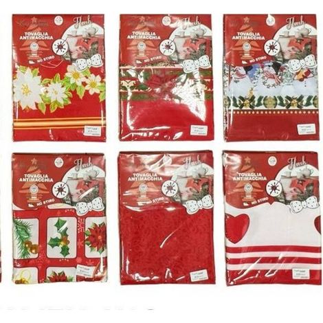 TrAdE Shop Traesio - Tovaglia Natalizia Antimacchia No Stiro Impermeabile Varie Fantasie 24 Posti - (1/4)