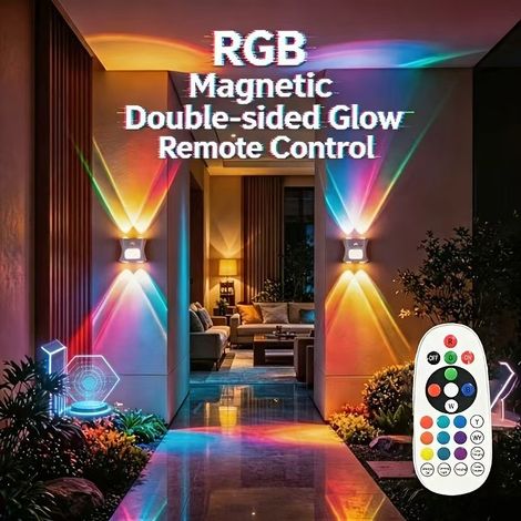 CYUNSHOP 4-Pack lampes murales RGB blanches à capteur – rechargeables, aimantées, dégradé. (1/5)