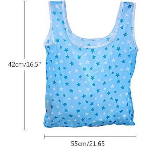 Lot de 6 sacs de courses pliables et réutilisables, écologiques et faciles à transporter, couleur aléatoire. (1/4)