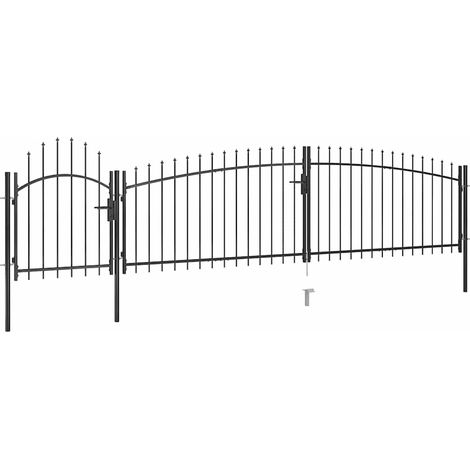 Garden Fence Gate Woerden with Spear Top 5x1 m Black vidaXL