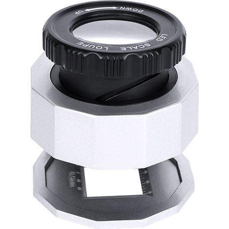 Verstellbare 30-fache Vergrößerung LED-Lupe, faltbar, Tischspiegel aus Metall mit Skala, kleiner Lesespiegel, Schmucklupe mit 3 LEDs und 3 UV-Lampen, weiß