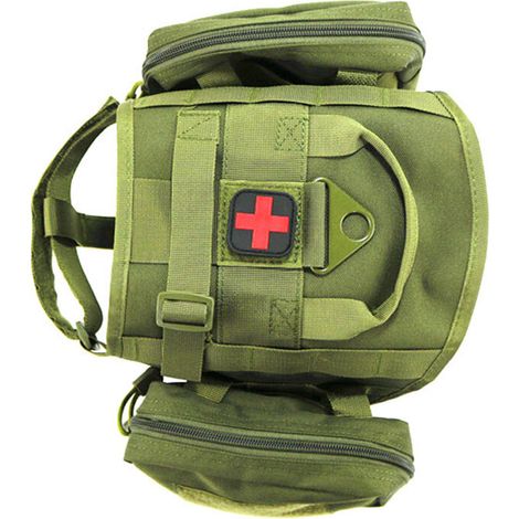 Harnais Tactique pour Chien, Manteau de Travail pour l’Entraînement K9 avec 2 Poches Latérales MOLLE (Vert Armée - Taille M) (1/5)
