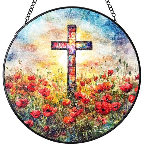 Attrape-soleil en vitrail rond – Décoration pour fenêtre et porte, idée cadeau maman papa femme homme, Diamètre : 12.5 cm (1/4)
