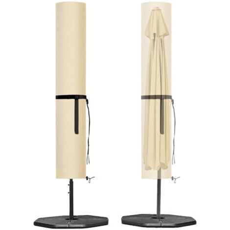 Housse Parasol Déporté, Housse de Protection pour Paraso avec Perche, Imperméable, Anti-UV, Coupe-Vent, Housse de Parasol de Jardin Extérieur Beige 190X50/50 cm (1/5)
