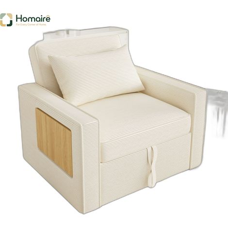 Canapé en velours côtelé beige avec port USB 93 x 150 x 85 cm HOMAIRE (1/5)