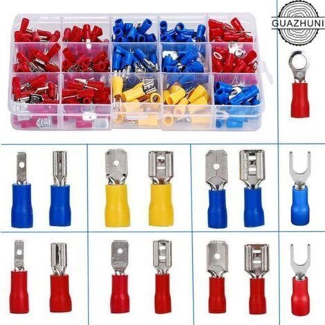 Elektrische Klemmen, 280-teiliges Set Elektrikerklemmen, Crimp-Klemmen, 280 isolierte elektrische Klemmen, Crimp-Steckverbinder, Klemmen und Sets, verschiedene runde Steckverbinder, Flachklemmen (1/5)