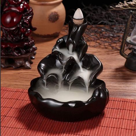 Brûleur d'encens à reflux, antique, anti-stress, élégant, en céramique, favorisant le sommeil, pour la maison, la méditation ou un café. (1/5)