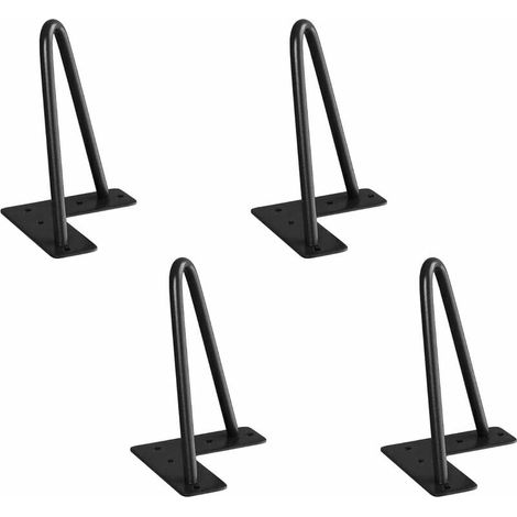 -Lot de 4 pieds de table en métal noir - Pieds de meubles interchangeables - Pour table basse/TV/canapé/lit et autres pieds de meubles - Avec vis.(10cm) (1/5)