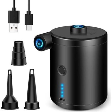 Pompa ad aria elettrica, gonfiatore elettrico da 4000 mAh con USB, gonfiatore per materassi gonfiabili con 3 ugelli, pompa elettrica portatile per materassi da campeggio e gommoni (1/5)