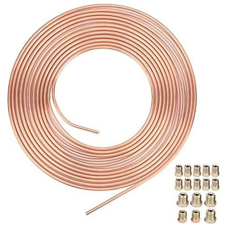 Tuyau de Frein en Cuivre 25ft/7,62m, Kit de Conduite Générale de Frein 3/16" de Rechange pour Automobile avec 16 Raccords (1/5)