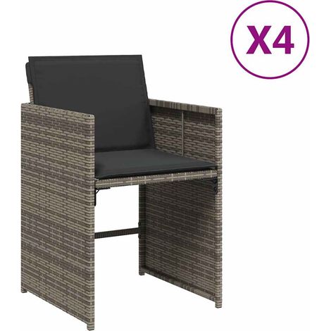 Maison Exclusive - Gartenstühle mit Kissen 4 Stk. Grau Poly Ratta