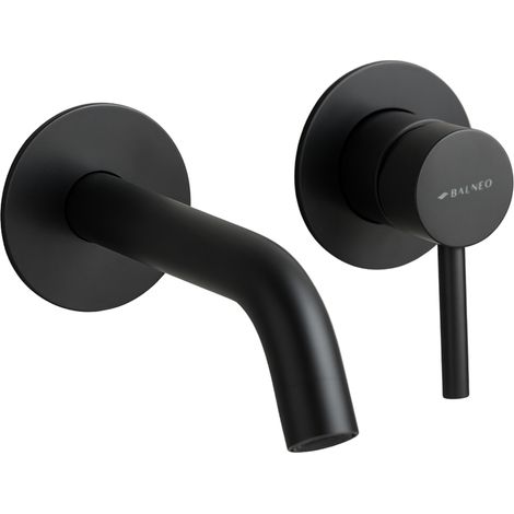 BALNEO Robinet Mitigeur mural pour lavabo noir Acier inoxydable  Mitigeur encastré en acier inoxydable pour lavabo CASCADE (1/5)