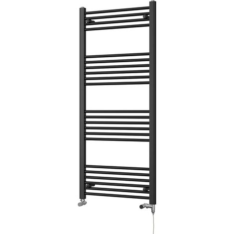 Zennor - Black Dual Fuel Towel Rail H1400mm x W600mm Standard - Straight (1/3)