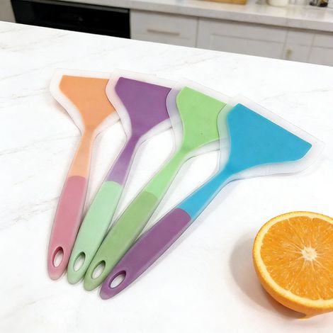 Coffret de 4 spatules en silicone pour crêpes, cuisson maison, sauté, œufs et pâtisserie, souples et résistantes (1/5)