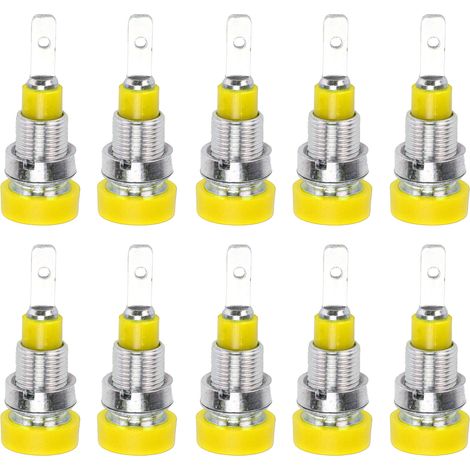 Lot de 10 bornes banane en laiton 2mm pour connecteurs de panneau, équipement électronique industriel, jaune (1/5)