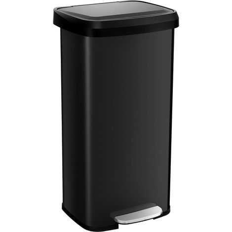 Cubo de basura de cocina negro de 68 litros con tapa de cierre suave (1/5)