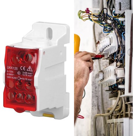 UKK125 C45 Boîte de jonction unipolaire de type rail DIN, répartiteur modulaire, 690 V 125 A, rouge. (1/5)