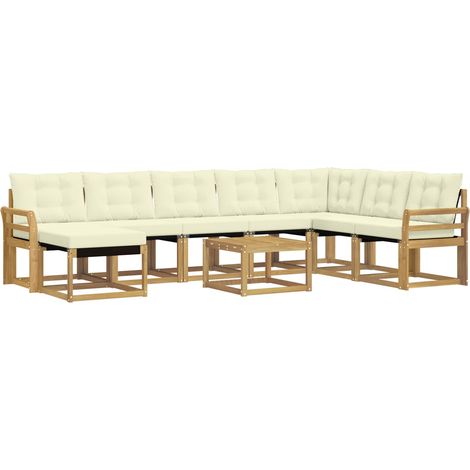 Set di divani da esterno 9 pz 8-Posti Bianco e Crema vidaXL (1/5)
