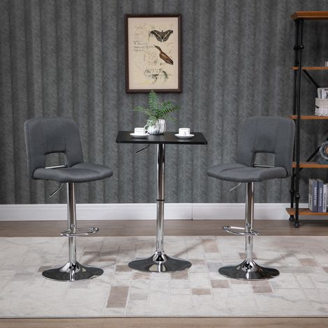 Table bar réglable en hauteur, pieds pivotants 360°, base métallique solide et résistante aux rayures, noir/argent (1/5)