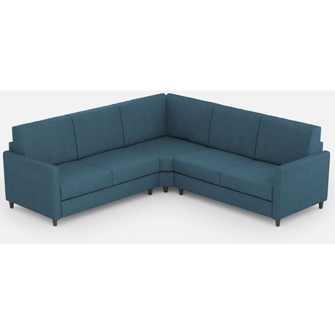 Canapé d'angle moderne italien tissu bleu Korane - 5 tailles 241x241 cm-Taille 241x241 cm (1/5)