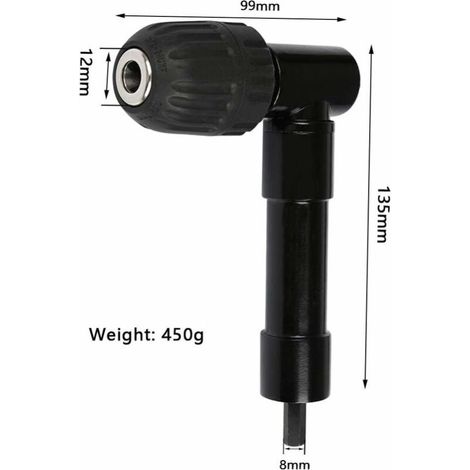 Mandrin à angle droit à 90 ° auto-serrant, embout à dégagement rapide Embout de mandrin coudé Adaptateur d'embout de mandrin d'angle Embout à angle droit (1/4)