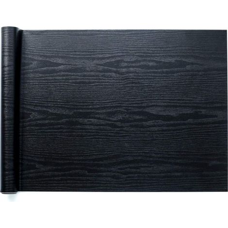 Film adhésif imperméable imitation bois noir, revêtement mural décoratif – 45 × 500 cm (1/5)
