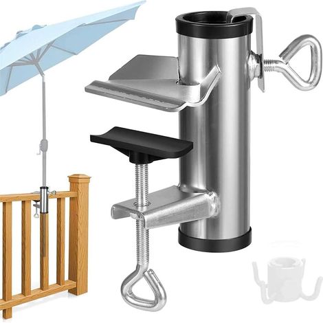 1 Support Parasol Balcon, Métal Durable, Pour Balustrade Et Table, Diamètre 3,8 Cm, Extérieur (1/5)