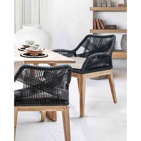 Santorini - Chaise en teck massif et cordage gris (1/5)