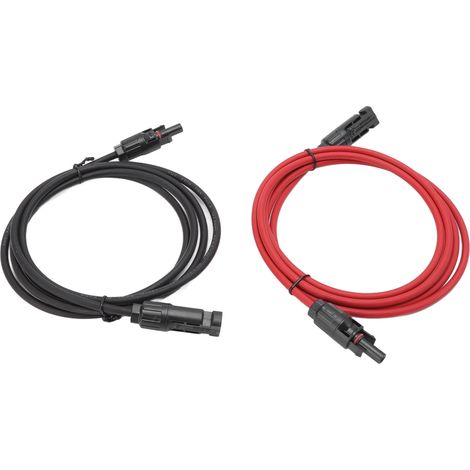 Câble d'extension pour panneau solaire photovoltaïque noir et rouge avec connecteurs mâle et femelle, 2 m (1/5)
