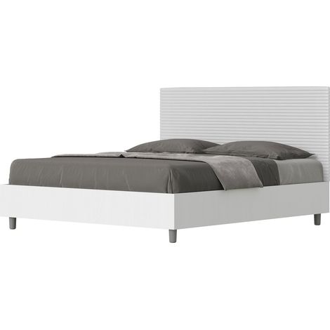 Letto Matrimoniale 160x190 cm con Rete e Contenitore Level Bianco (1/4)