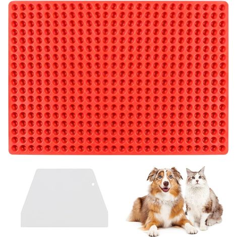 468 Cavités Tapis Silicone Rond pour Friandises Chien avec Spatule (1/5)