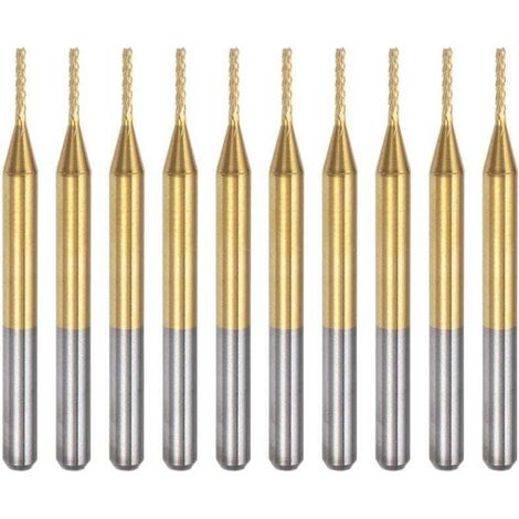 Fraises à graver en carbure de titane, 10 pièces, fraises CNC pour machine à PCB, tige de 0,9 mm, revêtement en titane (1/4)