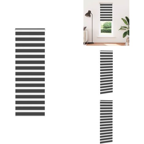 Store zèbre noir 70x200 cm largeur du tissu 65,9 cm polyester - Store Zébré - Stores Zébrés - Store À Enrouleur Zébré - Double Store À Enrouleur (1/5)