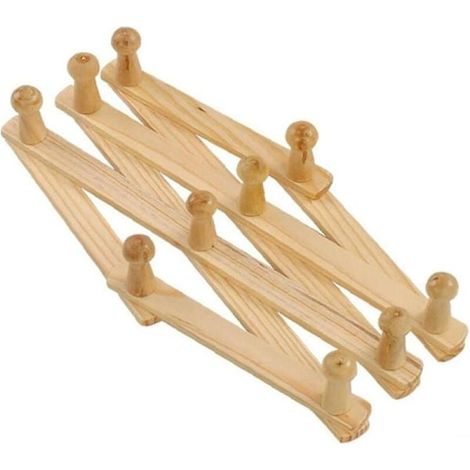 Cintre mural extensible en bois naturel, crochet pour chapeau ou penderie, cintre pliable en bois pour porte. (1/5)